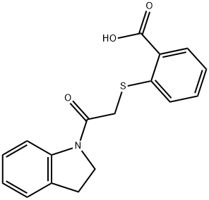 2-((2-(二氢吲哚-1-基)-2-氧代乙基)硫代)苯甲酸 结构式