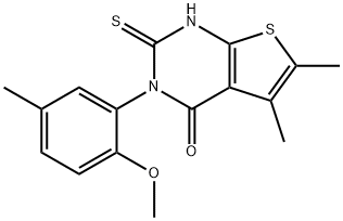 3-(2-甲氧基-5-甲基苯基)-5,6-二甲基-2-硫代-2,3-二氢噻吩并[2,3-D]嘧啶-4(1H)-酮 结构式