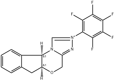 4H,6H-Indeno[2,1-b][1,2,4]triazolo[4,3-d][1,4]oxazinium, 5a,10b-dihydro-2-(2,3,4,5,6-pentafluorophenyl)-, (5aS,10bR)- 结构式