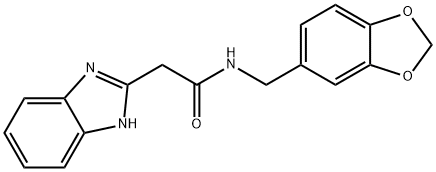 N-(苯并[D][1,3]二氧戊环-5-基甲基)-2-(1H-苯并[D]咪唑-2-基)乙酰胺 结构式
