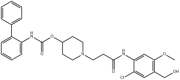 Carbamic acid, N-[1,1'-biphenyl]-2-yl-, 1-[3-[[2-chloro-4-(hydroxymethyl)-5-methoxyphenyl]amino]-3-oxopropyl]-4-piperidinyl ester 结构式
