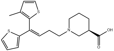 3-Piperidinecarboxylic acid, 1-[(3Z)-4-(3-methyl-2-thienyl)-4-(2-thienyl)-3-buten-1-yl]-, (3R)- 结构式