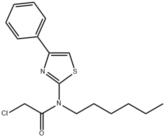 2-氯-N-己基-N-(4-苯基-1,3-噻唑-2-基)乙酰胺 结构式