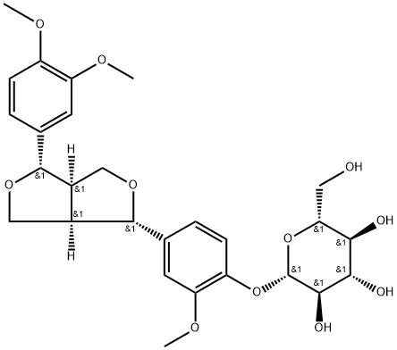 (+)-Pinoresinol monomethyl ether 4-O-β-D-glucoside 结构式