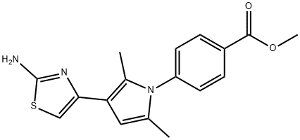 4-(3-(2-氨基噻唑-4-基)-2,5-二甲基-1H-吡咯-1-基)苯甲酸甲酯 结构式