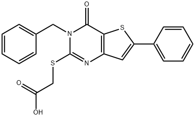 2-({3-benzyl-4-oxo-6-phenyl-3H,4H-thieno[3,2-d]pyrimidin-2-yl}sulfanyl)acetic acid 结构式