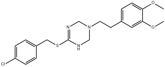 4-[[(4-氯苯基)甲基]硫基]-1-[2-(3,4-二甲氧基苯基)乙基]-1,2,3,6-四氢-1,3,5-三嗪 结构式