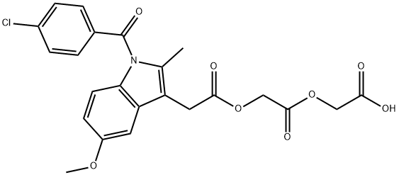 Acemetacin EP Impurity F/Carboxymethyl Acemetacin/[[[[[1-(4-Chlorobenzoyl)-5-methoxy-2-methyl-1H-indol-3-yl]acetyl]oxy]acetyl]oxy]acetic acid 结构式