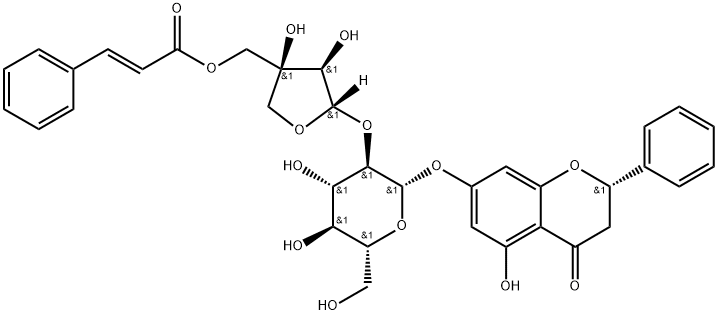 (2S)-Pinocembrin 7-O-[2''-O-(5'''-O-trans
-cinnamoyl)-β-D-apiofuranosyl]-β-D-glucoside 结构式