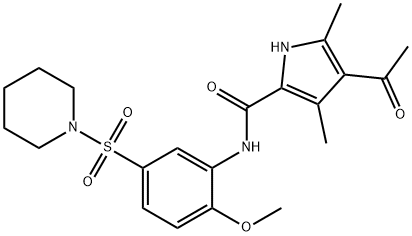 1H-Pyrrole-2-carboxamide, 4-acetyl-N-[2-methoxy-5-(1-piperidinylsulfonyl)phenyl]-3,5-dimethyl- 结构式