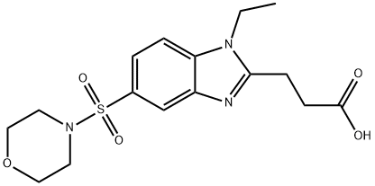 3-[1-乙基-5-(吗啉-4-磺酰基)-1H-1,3-苯并二唑-2-基]丙酸 结构式