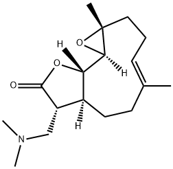 Oxireno[9,10]cyclodeca[1,2-b]furan-9(1aH)-one, 8-[(dimethylamino)methyl]-2,3,6,7,7a,8,10a,10b-octahydro-1a,5-dimethyl-, (1aR,4E,7aS,8R,10aS,10bR)- 结构式