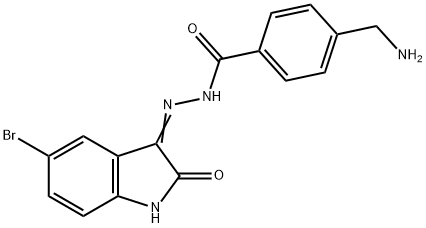 4-(氨甲基)-N-(5-溴-2-氧代吲哚啉-3-亚基)苯甲酰肼 结构式