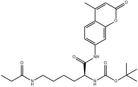 Carbamic acid, [(1S)-1-[[(4-methyl-2-oxo-2H-1-benzopyran-7-yl)amino]carbonyl]-5-[(1-oxopropyl)amino]pentyl]-, 1,1-dimethylethyl ester (9CI) 结构式