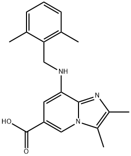 8-[(2,6-dimethylbenzyl)amino]-2,3-dimethylimidazo[1,2-a]pyridine-6-carboxylic acid 结构式