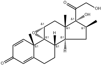 Pregna-1,4-diene-3,20-dione, 9,11-epoxy-17,21-dihydroxy-16-methyl-, (11α,16β)- (9CI) 结构式