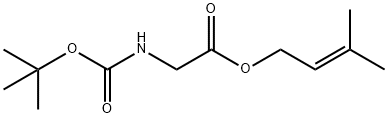 3-甲基丁-2-烯-1-基(叔丁氧基羰基)甘氨酸酯 结构式