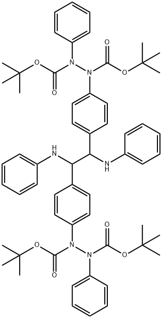 1,2-Hydrazinedicarboxylic acid, 1,1'-[[1,2-bis(phenylamino)-1,2-ethanediyl]di-4,1-phenylene]bis[2-phenyl-, tetrakis(1,1-dimethylethyl) ester (9CI) 结构式