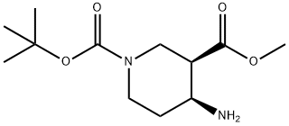 (3R,4S)-1-叔丁基3-甲基4-氨基哌啶-1,3-二甲酸酯 结构式