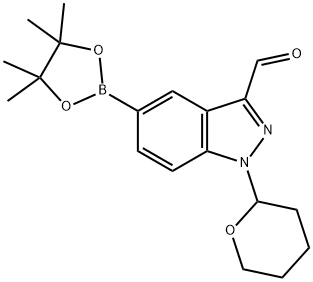 3-甲酰基-1-(四氢-2H-吡喃-2-基)-1H-吲唑-5-硼酸频哪醇酯 结构式