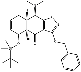 Naphth[2,3-d]isoxazol-4(4aH)-one, 9-(dimethylamino)-5-[[(1,1-dimethylethyl)dimethylsilyl]oxy]-5,8,8a,9-tetrahydro-4a-hydroxy-3-(phenylmethoxy)-, (4aS,5R,8aS,9S)- 结构式