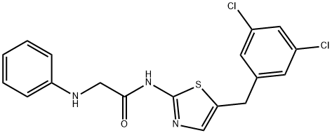 N-[5-(3,5-dichlorobenzyl)-1,3-thiazol-2-yl]-N~2~-phenylglycinamide 结构式