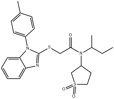 Acetamide, 2-[[1-(4-methylphenyl)-1H-benzimidazol-2-yl]thio]-N-(1-methylpropyl)-N-(tetrahydro-1,1-dioxido-3-thienyl)- 结构式