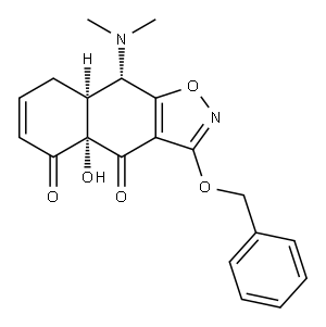 Naphth[2,3-d]isoxazole-4,5(4aH,8H)-dione, 9-(dimethylamino)-8a,9-dihydro-4a-hydroxy-3-(phenylmethoxy)-, (4aS,8aS,9S)- 结构式