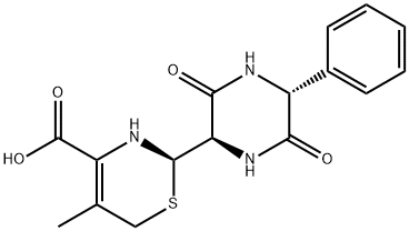 (R)-2-((2R,5R)-3,6-dioxo-5-phenylpiperazin-2-yl)-5-methyl-3,6-dihydro-2H-1,3-thiazine-4-carboxylic acid 结构式