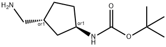 ((1R,3R)-3-(氨基甲基)环戊基)氨基甲酸叔丁酯 结构式