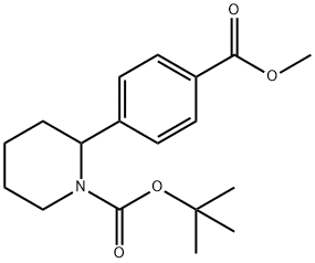 1-Piperidinecarboxylic acid, 2-[4-(methoxycarbonyl)phenyl]-, 1,1-dimethylethyl ester 结构式