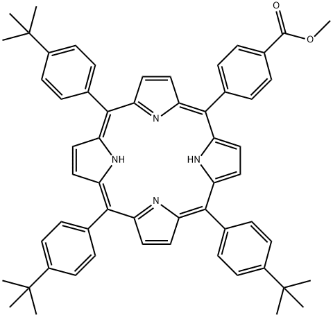 methyl 4-(10,15,20-tris(4-(tert-butyl)phenyl)porphyrin-5-yl)benzoate 结构式
