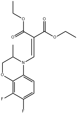 Diethyl[(2,3-dihydro-3-methyl-7,8-difluoro-4H-1,4-benzoxazin-4-yl)methylene propanedioate 结构式