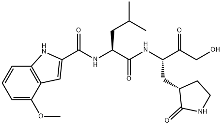 1H-Indole-2-carboxamide, N-[(1S)-1-[[[(1S)-3-hydroxy-2-oxo-1-[[(3S)-2-oxo-3-pyrrolidinyl]methyl]propyl]amino]carbonyl]-3-methylbutyl]-4-methoxy- (9CI) 结构式