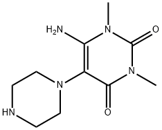 2,4(1H,3H)-Pyrimidinedione, 6-amino-1,3-dimethyl-5-(1-piperazinyl)- 结构式