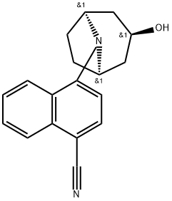 4-(3-内型-羟基-8-氮杂双环[3.2.1]辛烷-8-基)萘-1-甲腈 结构式