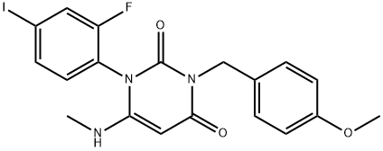 1-(2-氟-4-碘苯基)--3-(4-甲氧基苄基)-6-(甲基氨基)嘧啶-2,4-(1H,3H)-二酮 结构式