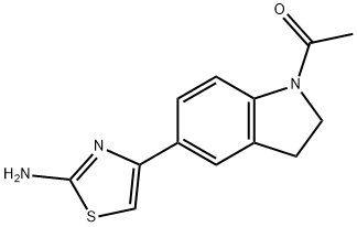 1-(5-(2-氨基噻唑-4-基)吲哚啉-1-基)乙酮 结构式