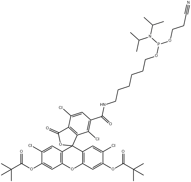 6-TET氨基磷酸酯[5'-四氯荧光素氨基磷酸酯] 结构式