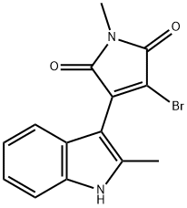 1H-Pyrrole-2,5-dione, 3-bromo-1-methyl-4-(2-methyl-1H-indol-3-yl)- 结构式