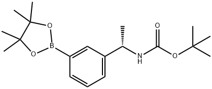 叔丁基(S)-(1-(3-(4-(4,4,5,5-四甲基-1,3,2-二氧杂硼烷-2-基)苯基)乙基)氨基甲酸酯 结构式