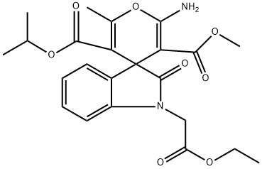 3-O'-methyl 5-O'-propan-2-yl 2'-amino-1-(2-ethoxy-2-oxoethyl)-6'-methyl-2-oxospiro[indole-3,4'-pyran]-3',5'-dicarboxylate 结构式