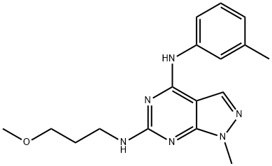 6-N-(3-methoxypropyl)-1-methyl-4-N-(3-methylphenyl)pyrazolo[3,4-d]pyrimidine-4,6-diamine 结构式