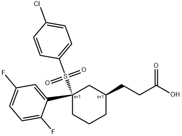 顺式-4-[(4-氯苯基)磺酰基]-4-(2,5-二氟苯基)环己烷丙酸 结构式