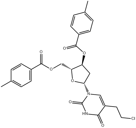 Uridine, 5-(2-chloroethyl)-2'-deoxy-, 3',5'-bis(4-methylbenzoate) 结构式