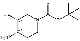 1-Piperidinecarboxylic acid, 4-amino-3-chloro-, 1,1-dimethylethyl ester, (3R,4S)-rel- 结构式