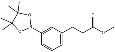 3-[3-(4,4,5,5-Tetramethyl-[1,3,2]dioxaborolan-2-yl)-phenyl]-propionic acid methyl ester 结构式