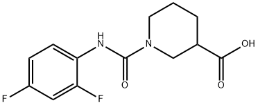 1-((2,4-二氟苯基)氨基甲酰基)哌啶-3-羧酸 结构式