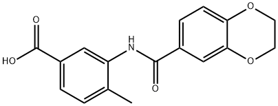 3-(2,3-dihydro-1,4-benzodioxine-6-amido)-4-methylbenzoic acid 结构式