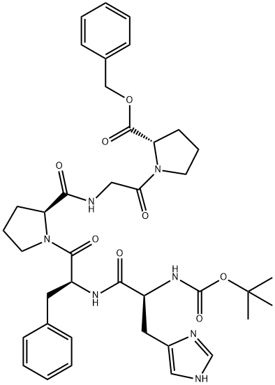 L-Proline, 1-[N-[1-[N-[N-[(1,1-dimethylethoxy)carbonyl]-L-histidyl]-L-phenylalanyl]-L-prolyl]glycyl]-, phenylmethyl ester (9CI) 结构式